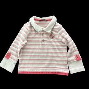 Premier Tour 90 2T Baby Girls Striped Long Sleeve Polo‎ Shirt